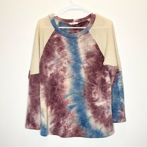 First Love tie dye long sleeve oversized top Small